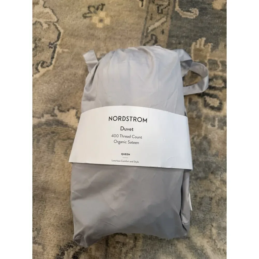 Nordstrom 400 Thread Count 100% Cotton Duvet Cover Pillow Cases Queen NWT